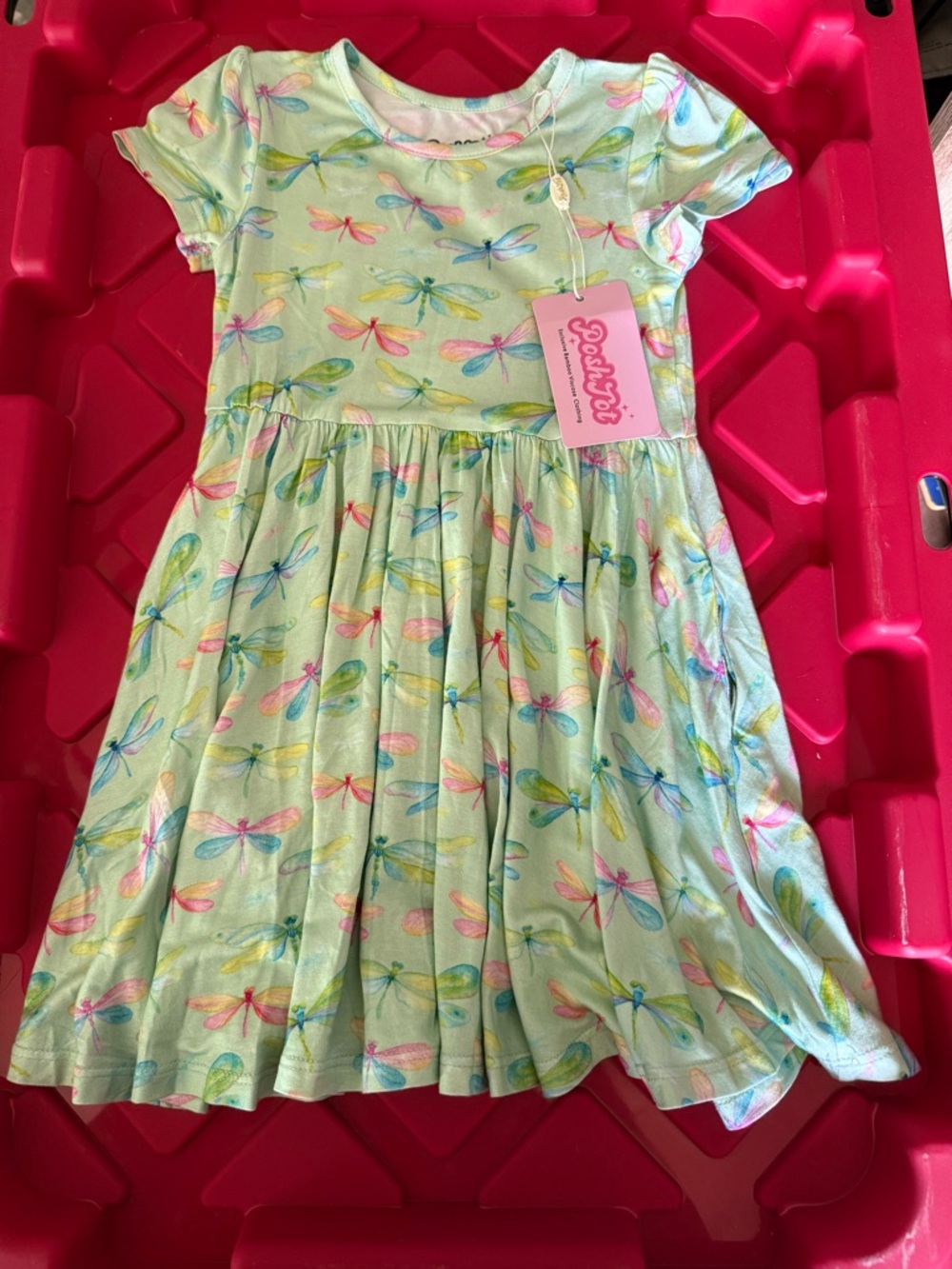 Girls' Mint Dragonfly Print Twirl Dress